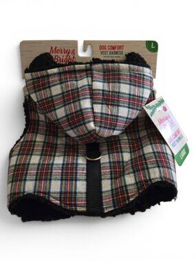 Christmas Plaid Dog Harness Vest Large Merry & Bright Holiday Pet Coat NEW